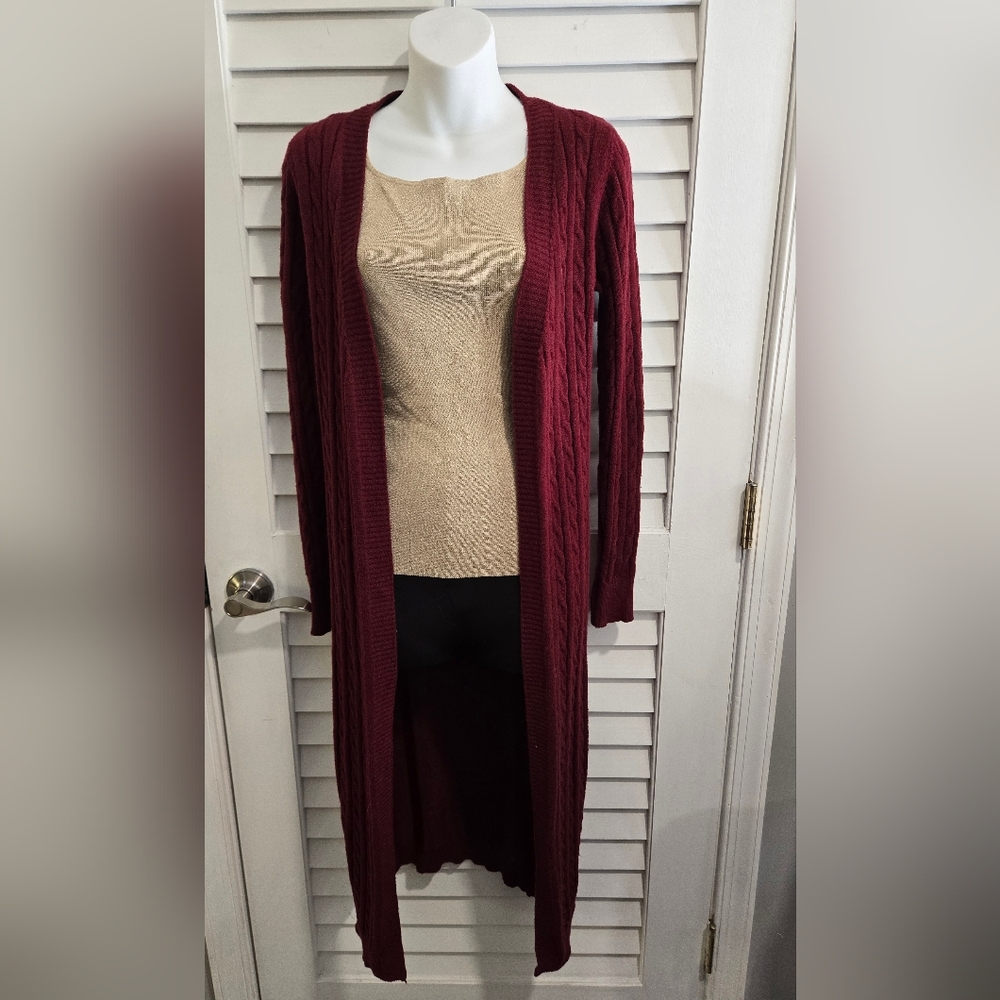 Fashion Nova Maroon Cable Knit Cardigan